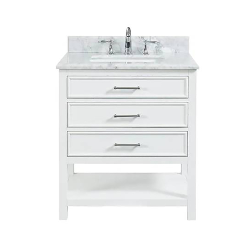 Modern simple White Furniture bathroom vanity 30 inch With Solid Wood 3 Drawers